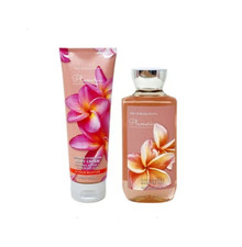 Bath  Body Works Plumeria 10 oz Body Wash, 8 oz Body Cream RARE Retired Set NEW