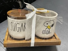 Rae Dunn X Peanuts Snoopy & Woodstock Sugar Bowl & Creamer Set NWT