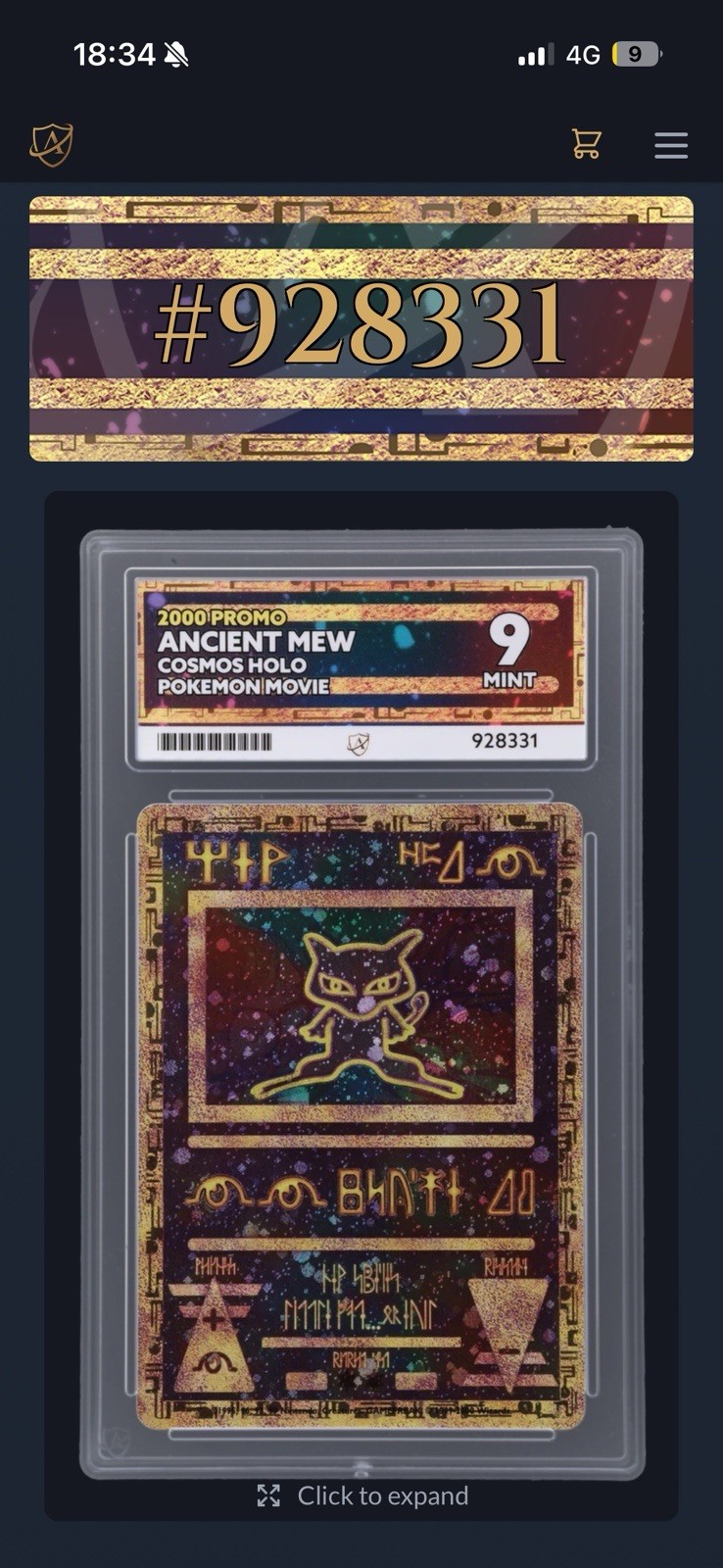 Pokemon Ancient Mew Cosmos Holo Movie Promo Card 2000 Ace 9