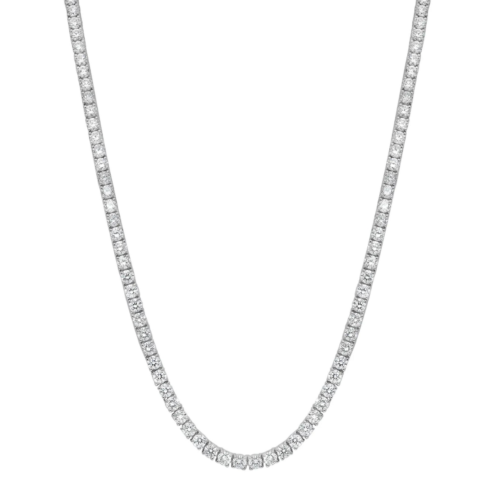Rachel Koen Round Cut Diamond Tennis Necklace 14K White Gold 10.5cttw 17.5inches