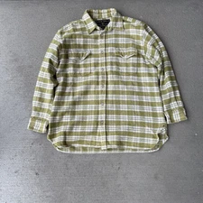 true grit men’s green flannel heavy weight button up shirt size M
