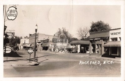 Street View Rockford MI Michigan 1939 RPPC Photo Postcard COPY