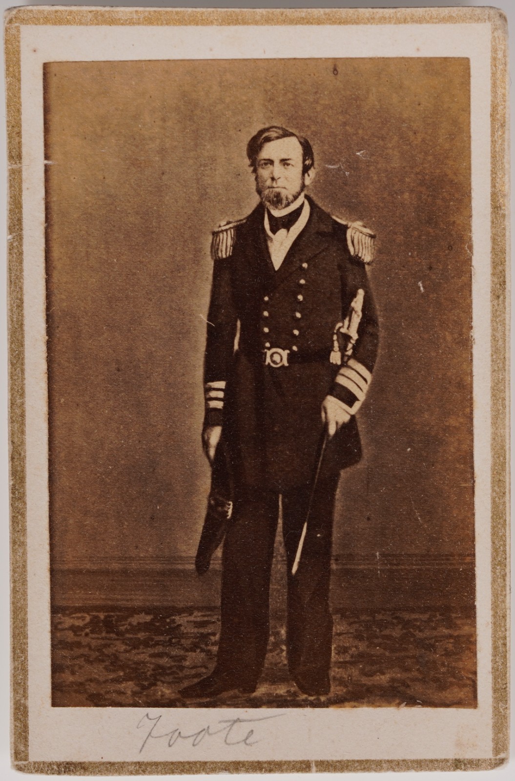 ANTIQUE CDV 1860s CIVIL WAR UNION CAPTAIN ANDREW H. FOOTE IN UNIFORM B'WAY NY