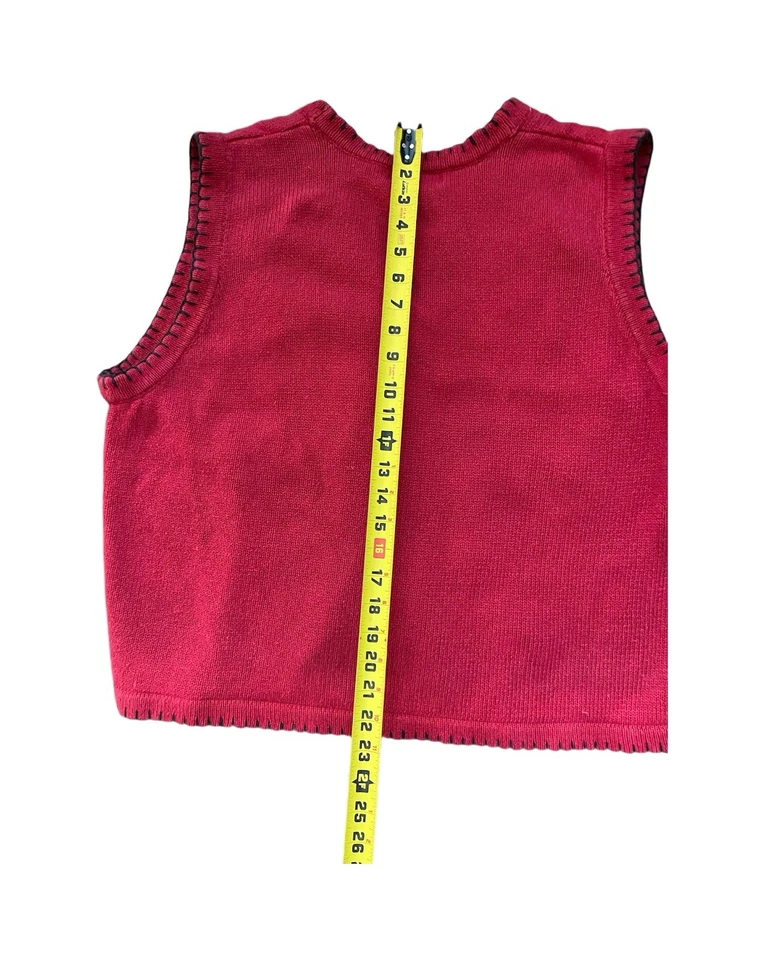Chaleco Suéter Navidad Diseño BP Vintage Talla XL Rojo Bordado con Cuentas Foto 3 de 4