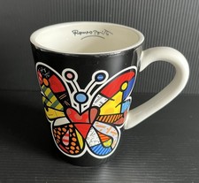 Rare Romero Britto Ceramic Mug Butterfly Pop Art Colourful Collectable Rare 2009