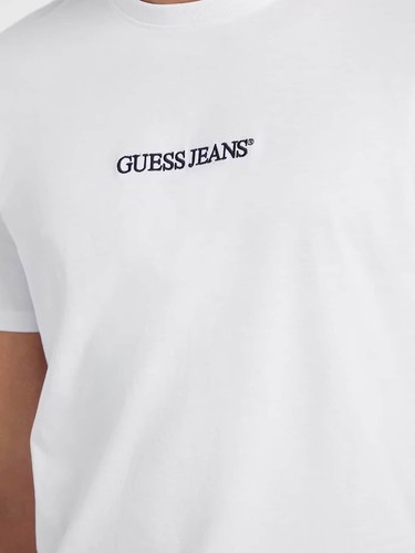 Guess Mens Slim Embroidered Logo T-Shirt White - Picture 4 of 11