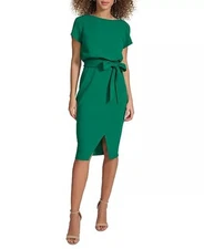 kensie Women's Tulip-Sleeve Tie-Waist Sheath Dress Sz2 $108