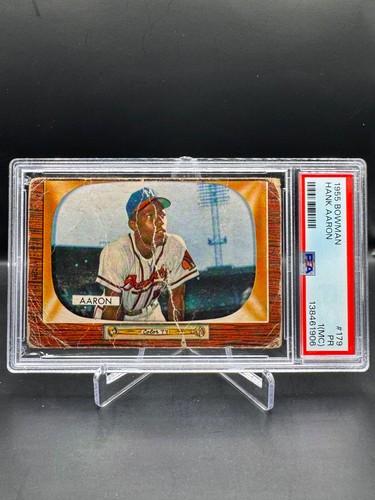 1955 BOWMAN!  HANK AARON!  MILWAUKEE BRAVES!  #179   PSA 1 (MC)!  FRESH GRADE!