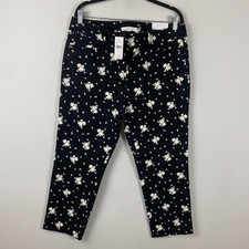 Loft Riviera Marisa Cropped Pants Size 12 Black Floral