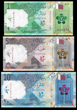 Qatar, Set 1-5-10 Riyals, 2020-2022, P-New (matching) UNC