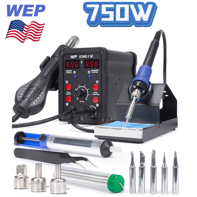 #ad WEP 8786D I 2in1 Soldering Station Hot Air Gun Heat Rework SMD Welding Tool $32.99