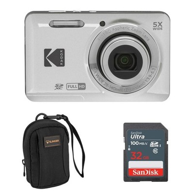 Kodak PIXPRO FZ55 Friendly Zoom Digital Camera, Silver, With SD