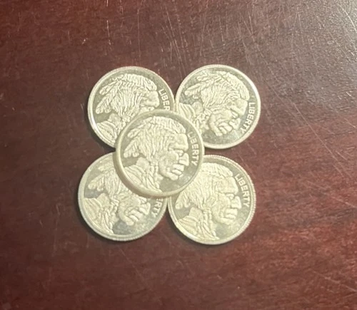 5 - 1 Gram .999 Fine Silver Lot - Buffalo Nickel