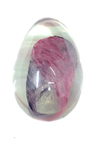 Hand Blown Glass Egg Shape purple and red Paperweight iridescent unbranded - Picture 9 of 9