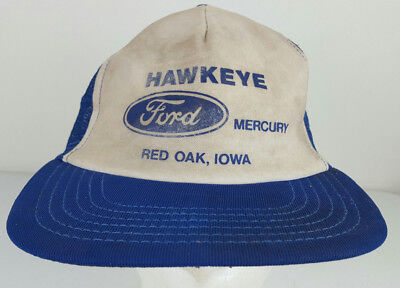 Vintage Hawkeye Ford Mercury Red Oak Iowa Blue White Dealership Mesh
