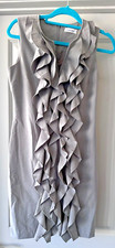 Calvin Klein Gray Sheath Dress Sleeveless Ruffled Above Knee Size 4