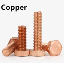 99.9% Pure Copper Allen Screws Hex Head Bolts DIN933 M3 M4 M5 M6 M8 M10 M12 M16