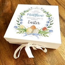 Happy Easter Wreath Personalised Square Chocolate Treats Sweets Hamper Gift Box