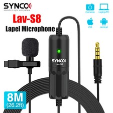 SYNCO LAV-S8 Lavalier Microphone 3.5mm TRRS/TRS Studio Mic for Camera DSLR Phone