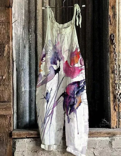 Mono holgado boho de mujer talla grande mono verano retro peto pantalones harén DE - Imagen 46 de 73