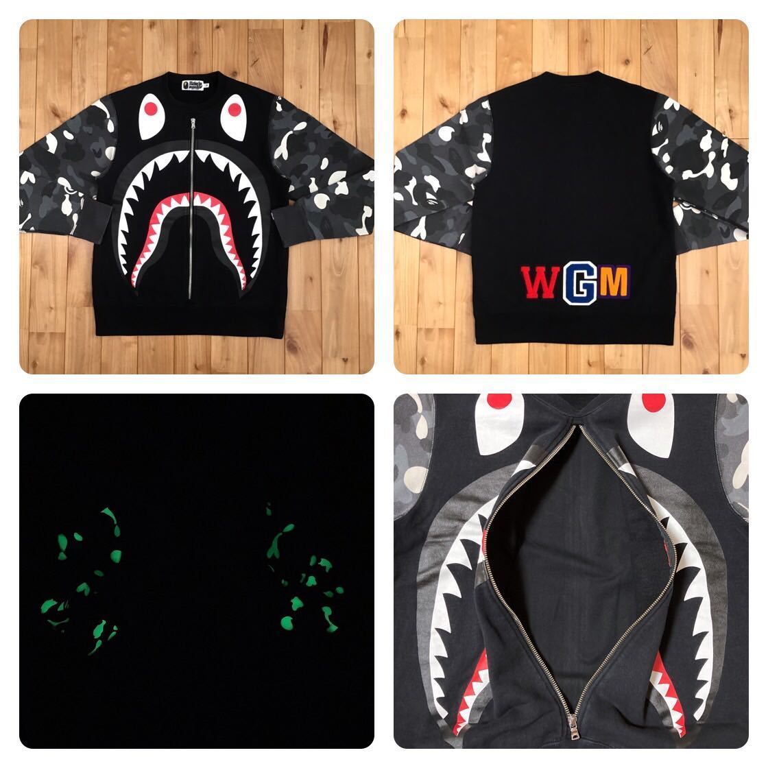 glow in the dark city camo Real Zip Shark Sweat shirt BAPE A