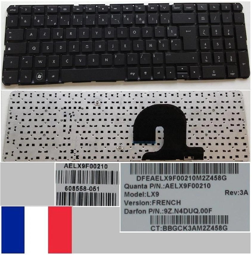 Clavier AZERTY Français HP 2740P, Gris, Modèle MP-09B66F06442, Ouvert Jamais Utilisé