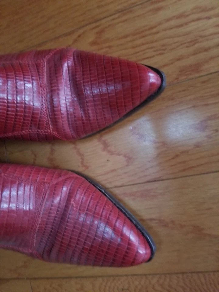 ZAPATOS VAQUEROS OCCIDENTALES DE PIEL DE SERPIENTE ROJA VINTAGE NINE WEST TALLA 6,5 Foto 4 de 4