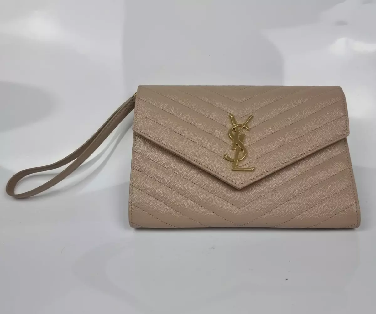 Saint Laurent Monogram Envelope Clutch Bag - Neutrals for Women