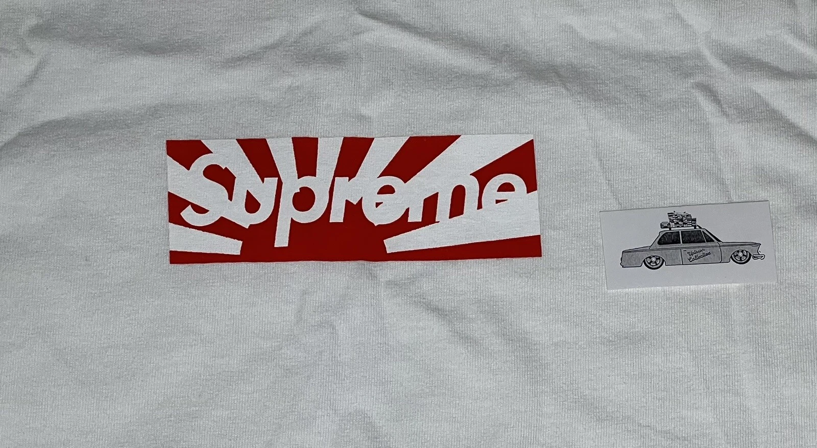 Logo Vintage Supreme Japan Relief Box Grand T shirt à manches courtes blanc SS11 Rare !
