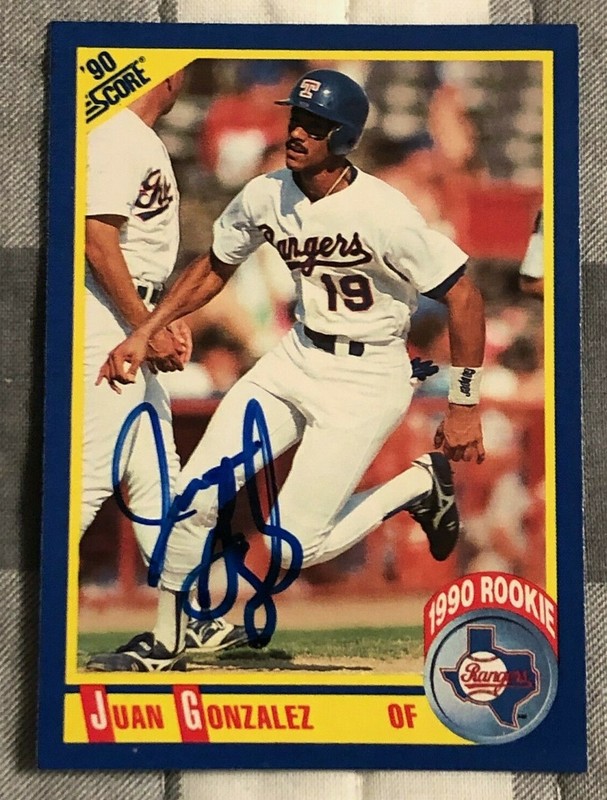JUAN GONZALEZ 1990 Autographed Score Rookie Card #637 Texas Rangers Outfielder