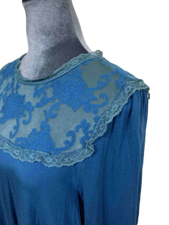 Top túnica tejido encaje Grace Elements XL dobladillo alto bajo joya azul/topacio romántico Foto 4 de 4
