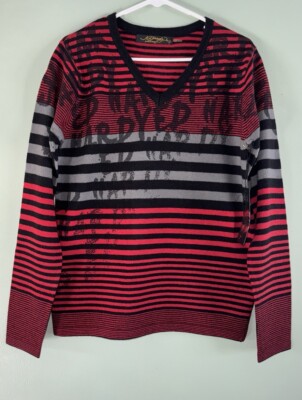 Ed Hardy by Christian Audigier Striped Pullover Sweater Size M