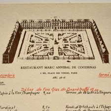 1967 Marc Annibal De Coconnas Restaurant Menu 2 Bis Place Des Vosges Paris FR