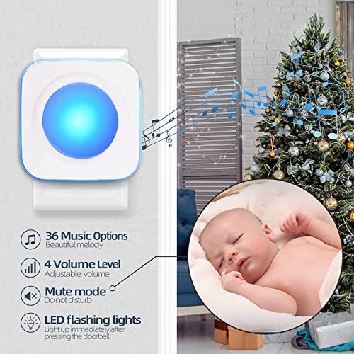 Long Range Doorbell Chime for Home Office, Wireless - 2 Buttons and 1 Receiver - Bild 2 von 9