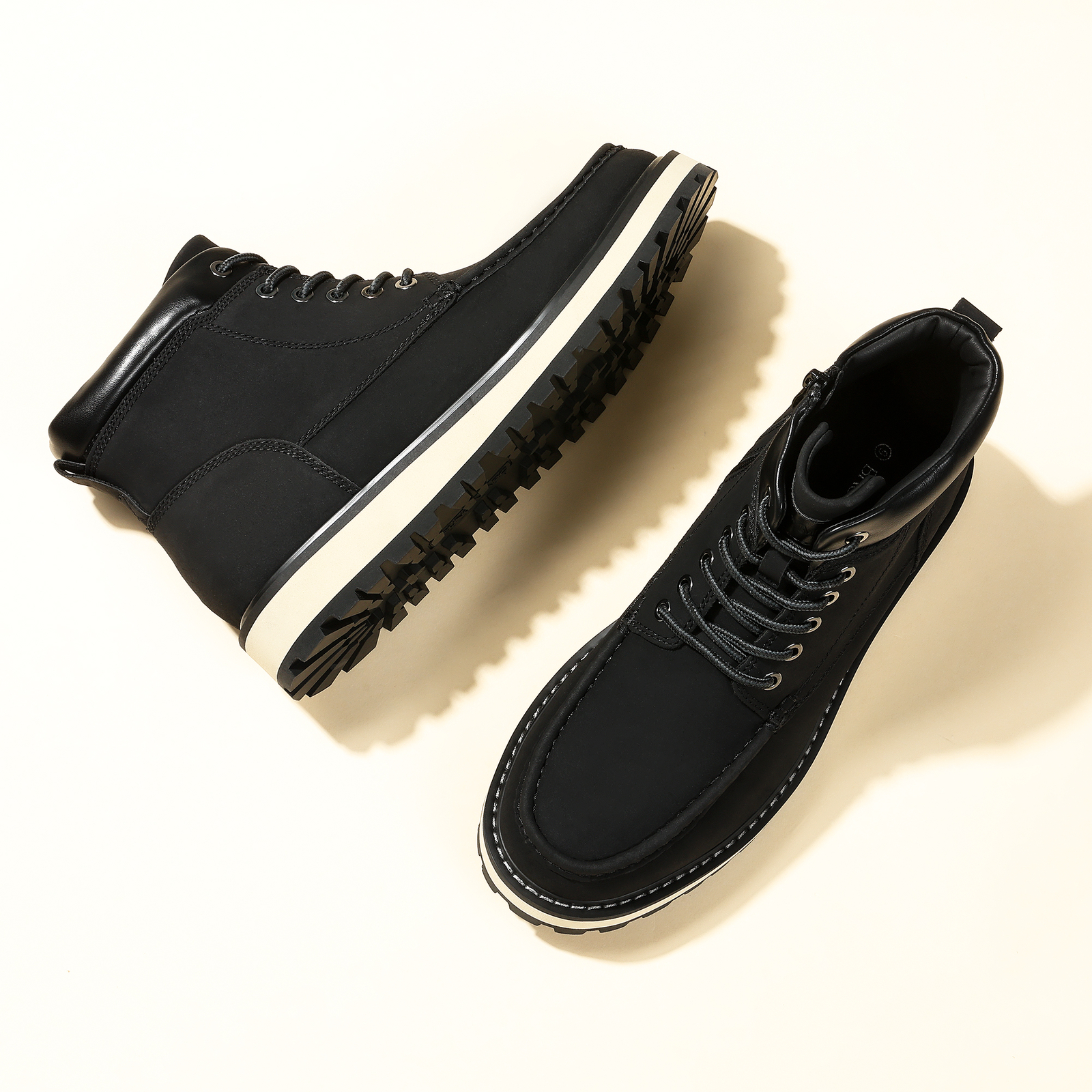 Men's Moc Toe Boots Fashion Comfortable Lightweight Casual Wedge Boots Shoes