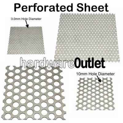 SGS METALS PERFORATED SHEET Metal 3mm / 10mm Ø Holes Aluminium Stainless Mild & GALV Steel
