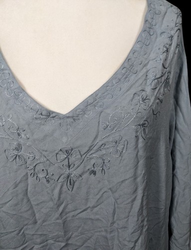 Holy Clothing Gothic Renaissance Light Blue Embroidered Asymmetrical Tunic Dress - Picture 3 of 7