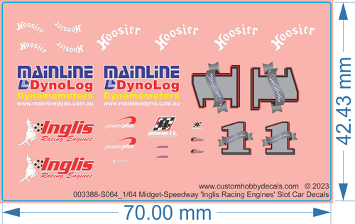 'Inglis Racing Engines' Midget-Speedway Slot Car Deca- 1/18 1/24 1/32 1/64 -WD - Picture 5 of 5