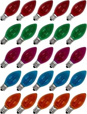 Box of 25 Light Bulbs - 7 Watt C7 Steady Burning - Transparent Multicolor