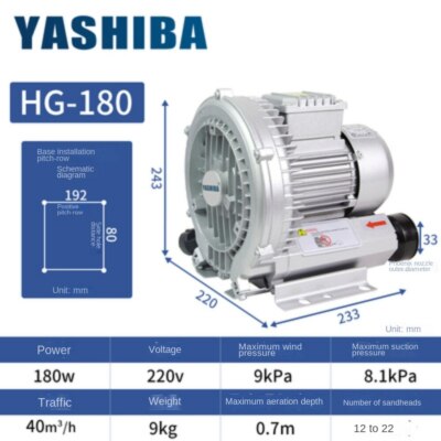 180W High Pressure Fan Vortex Air Vacuum Pump Industrial Vacuum Cleaner 1PH 220V