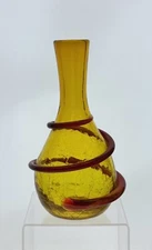 Blenko Handmade Glass 6817 Coil Vase in Lemon & Ruby Joel Myers MCM Design