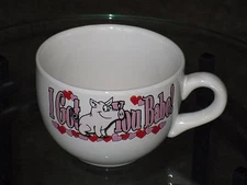 2002 Large Pig Mug Cup Hearts Ceramic, I Got You Babe 5"Dia 3.5"H