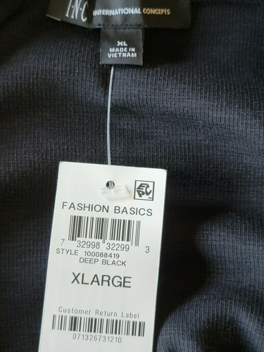 INC Women's Top Drape Detail Long Sleeve Ribbed in Black Size XL New - Picture 7 of 9