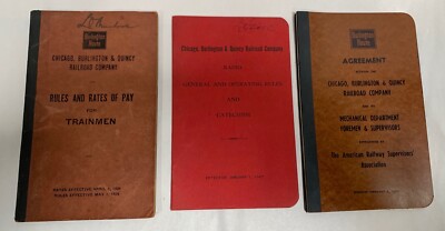 Menge ''3'' Vintage Chicago Burlington & Quincy Railroad Union Code Regelbuch (D6)