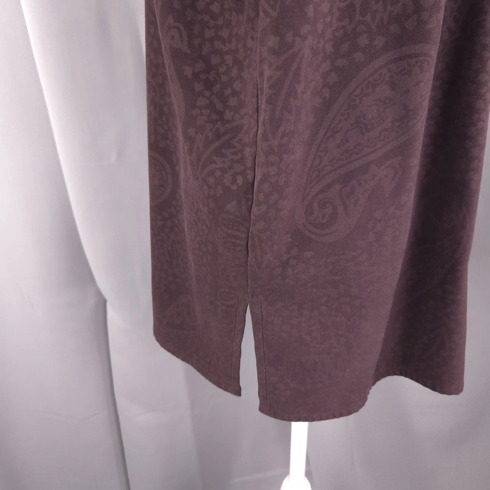 Mujeres Top Grande 14 16 Marrón Oscuro Paisley Botón Frontal Camisa Sensación Suave Boho Otoño Foto 4 de 4