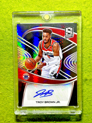 #ad Troy Brown AUTO PRIZM CARD # 10 AUTOGRAPH SSP 2020 Panini Spectra ASIA Wizards $159.90
