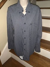 IZOD Alligator Black Checker Board Shirt UNIQUE DESIGN Men’s Dress Oxford Sz L 