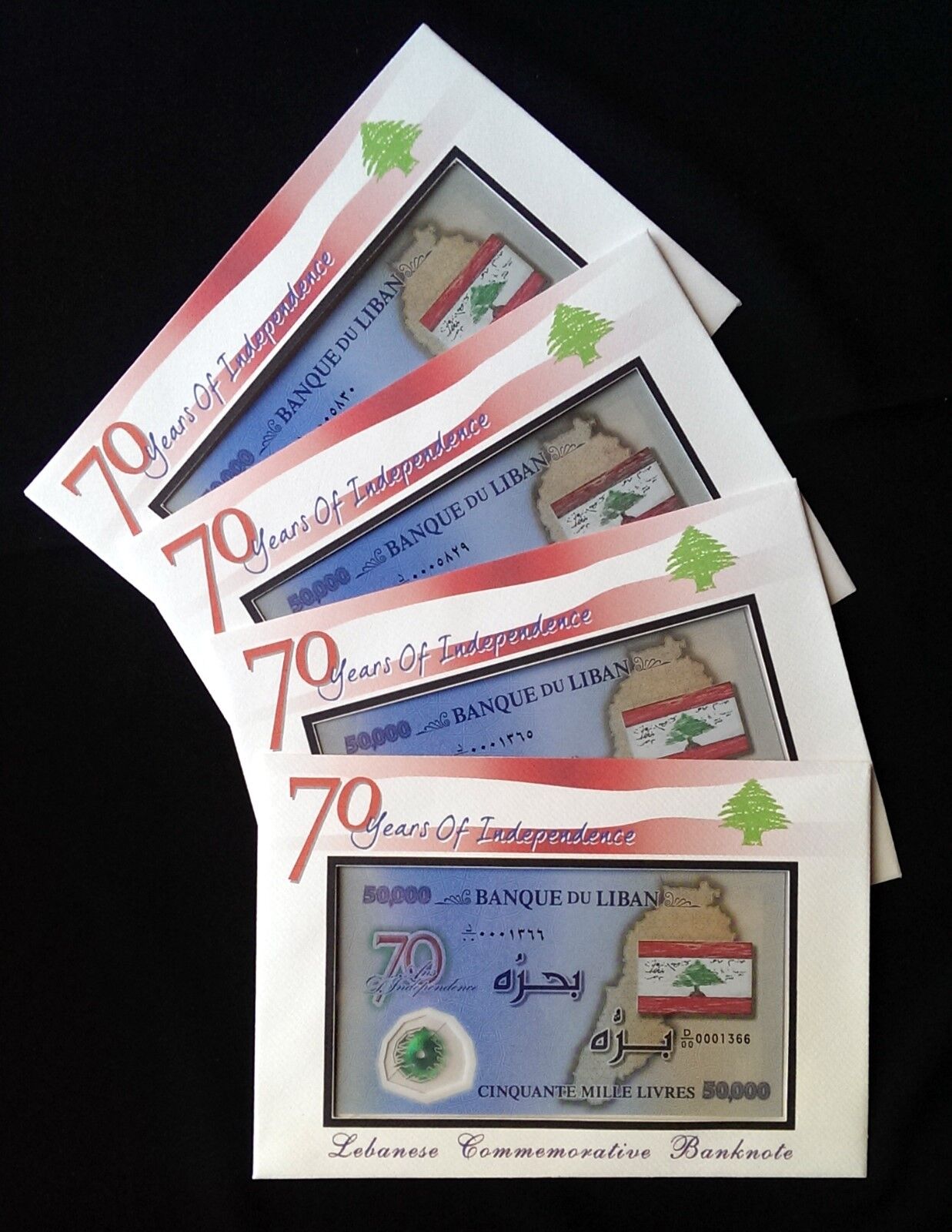 50000 Livres  COMMEMORATIVE  ENVELOPE  UNC Polymer 2013 Lebanon Sale korting