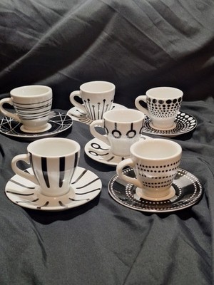 Bodum Paula Black & White Espresso Cup and Saucer Set. NEW