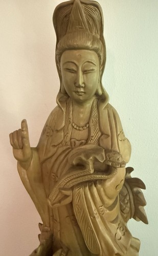Antique Late 1800’s Chinese Qing Dynasty Guanyin Bodhisattva Figure Statue - Picture 16 of 18